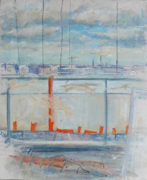 Building site, pigments and oil on canvas, 50 x 65 cm